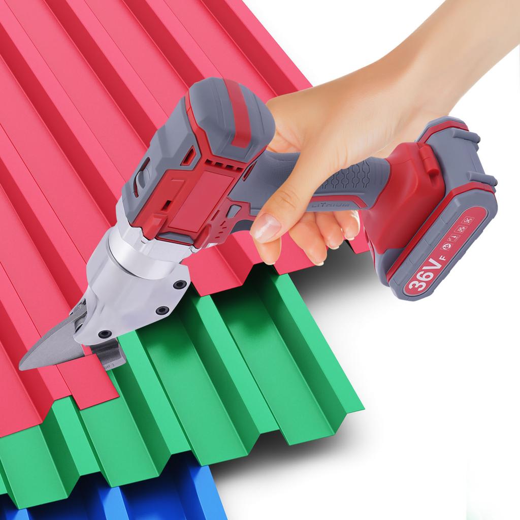 21V High-speed Rotating Head Electric Metal Cutter, Dual Speed Adjustable Cutting Tool with Box & LED Light for Iron, Aluminum