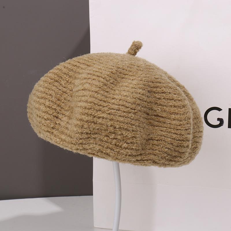 Letter embroidery beret children's fashion face small versatile autumn and winter warm painter hat newsboy hat