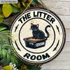 Rustic Wooden Sign with Cute Black Cat Pattern - The Litte Room Round Sign for Pet's Door Hanging Decor - Ideal Home Decoration