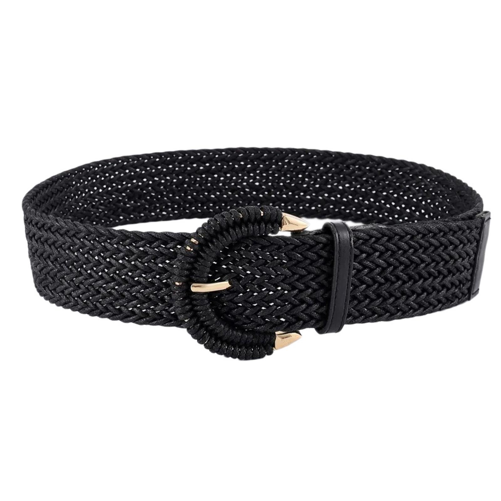 

Пояс для ковбойши Повседневный широкий пояс Винтажный богемный поясной ремень для ковбойши Элегантный тканый пояс в стиле вестерн B чёрный