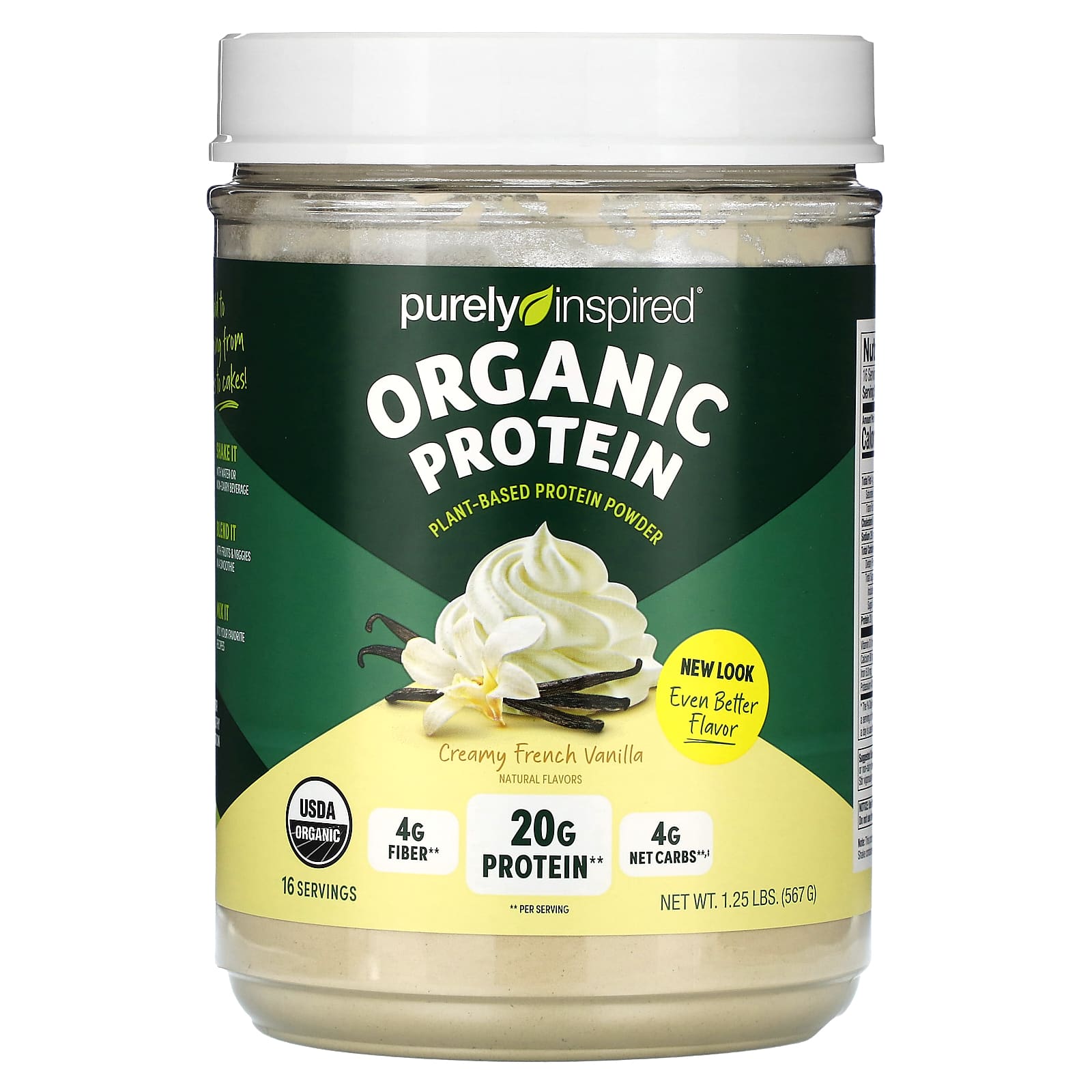 

Organic Plant Protein Powder, Creamy French Vanilla Flavor, 567G (1.25Lb)