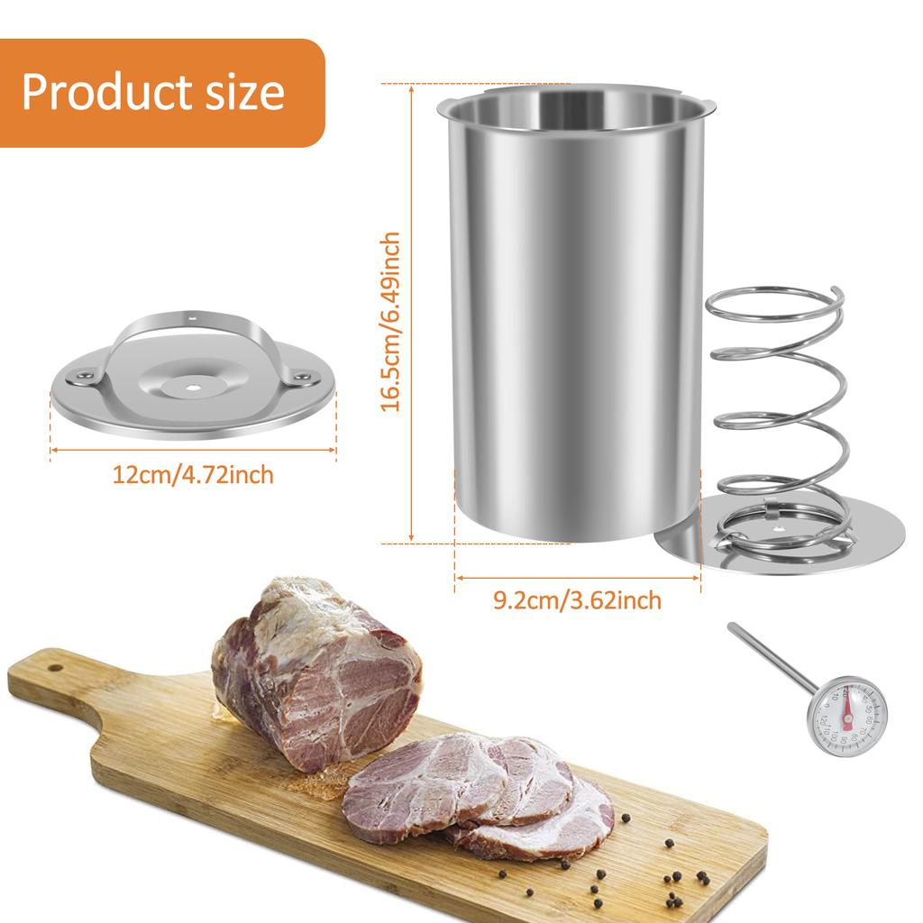 1 Pc Meat Press Cooker 304 Stainless Steel Ham Press Maker Multi-functional Round Shape Homemade Deli Meat Press Marker Machine