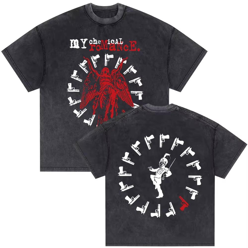 2026 Washed Vintage My Chemical Romance 2007 Tour T Shirt Men Women Parade Punk Emo Rock Band T-shirts Gothic Cotton Oversized T-shirts