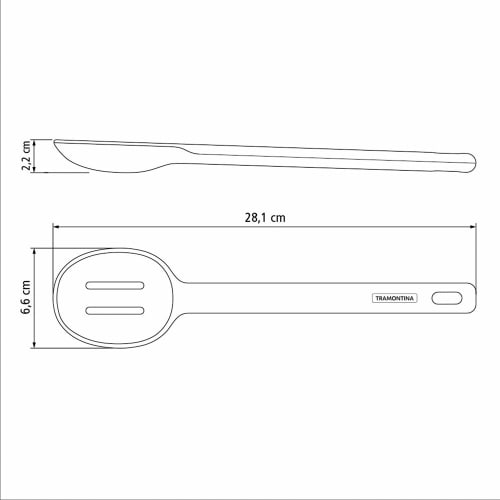 Tramontina Molde Slotted Serving Spoon, 28cm, Gray, Silicone, Spatula, Ladle, Heat-Resistant, Dishwasher-Safe, Made In Brazil, Product Code: 25812/160