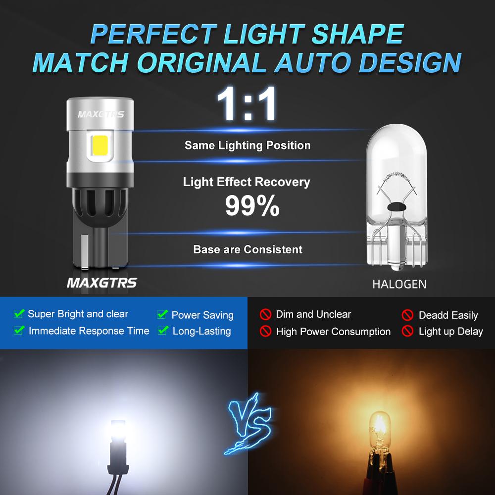 MAXGTRS 2x Two Color Switch T10 LED W5W Car Side Interior lights 12V Bulb 2835 Chips 194 168 White 6000K Parking Dome Lamps