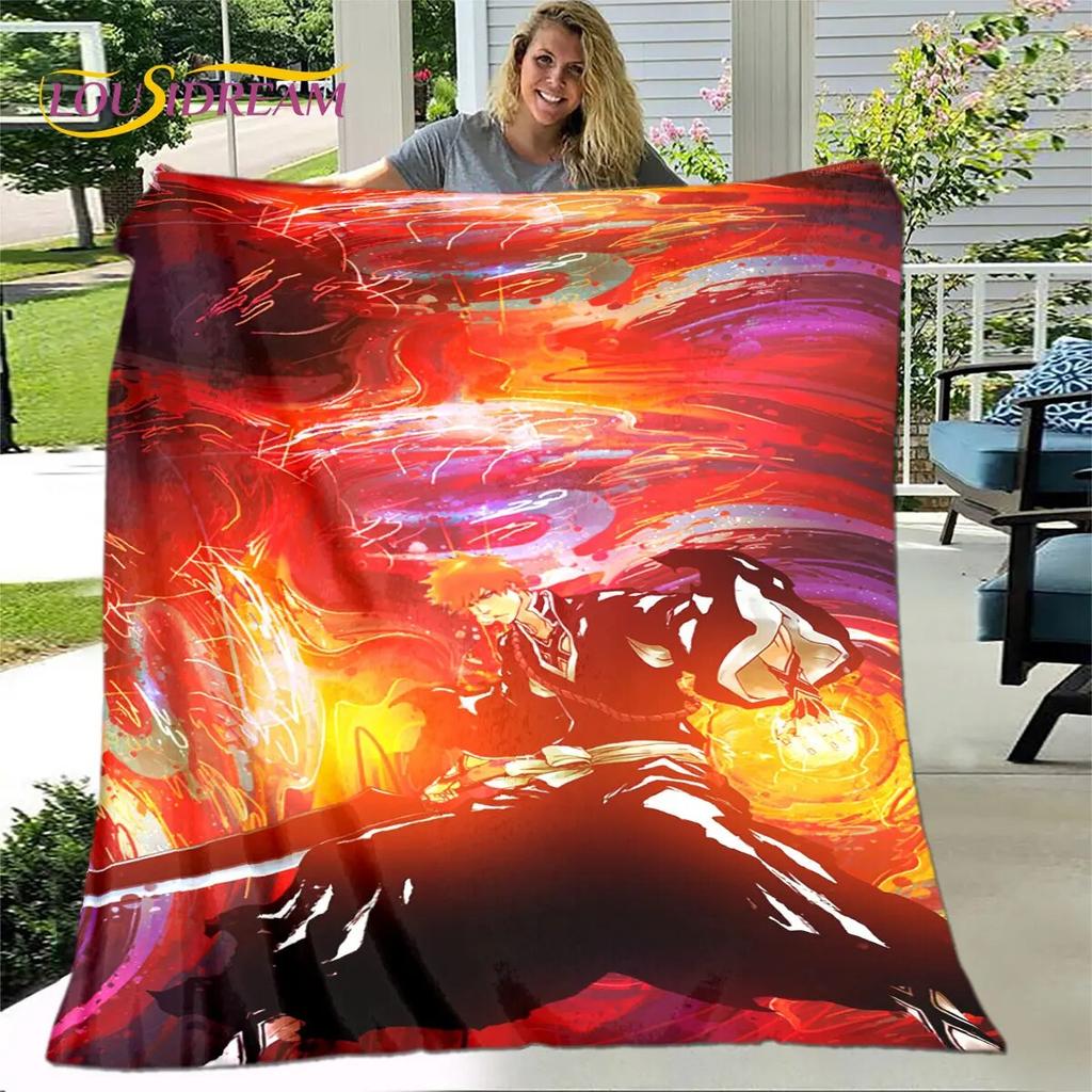 Bleach Japan Anime Cartoon Weiche Plüschdecke, Flanelldecke, Überwurf, Decke für Wohnzimmer, Schlafzimmer, Bett, Sofa, Picknick, Abdeckung für Kinder