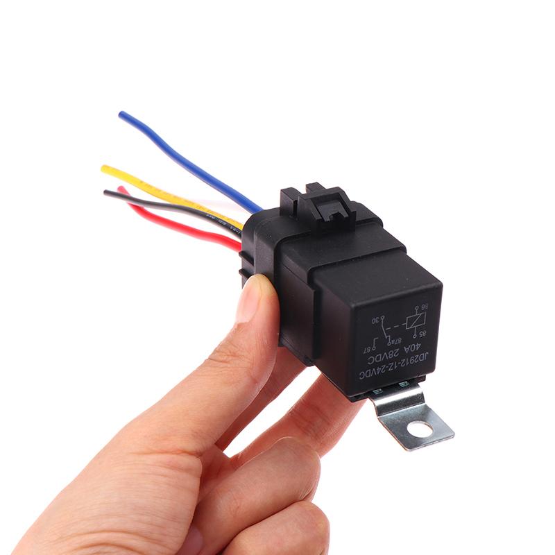 1 Set Car Relay With Socket Dc 12/24V 40A 4/5Pin Amp Waterproof Relay Harness Tinned Copper Wires 5-Pin Spdt For Boat Auto Fan