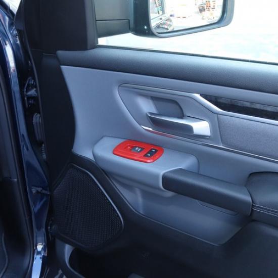 5pcs Red Interior Window Lift Switch Panel Cover Trim for Dodge Ram 1500 2018+