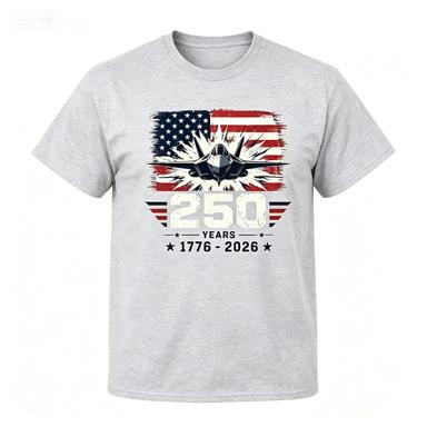 Vintage Usa Flag Jet Fighter 250 Years 17762026 Patriotic Graphic Cotton Short Sleeve Tshirt