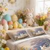 Bedding Pillowcase Quilt Cover 3-Piece Set,Rabbit And Colorful Egg Pattern,Easter Decoration