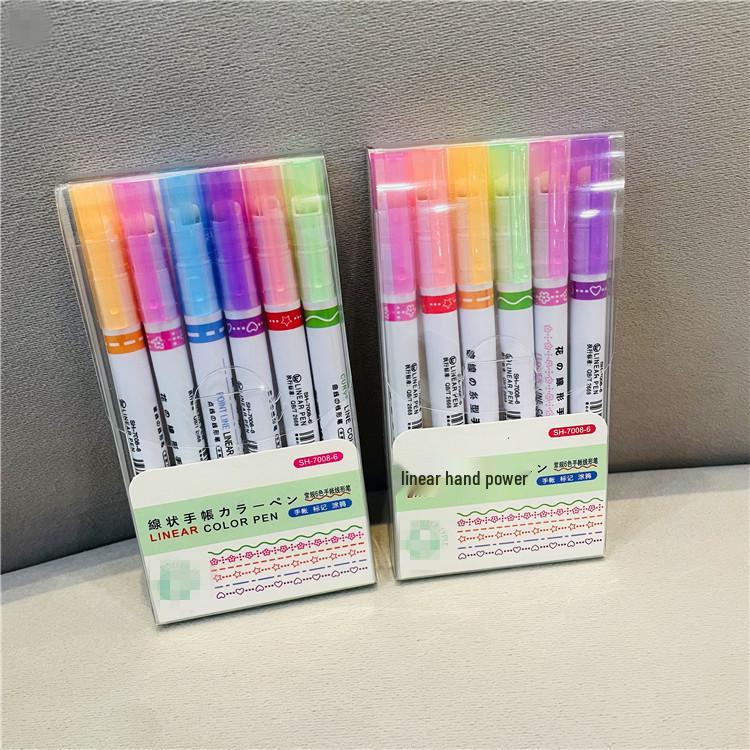 Quick-Drying Floral Wavy Highlighter Pen for Journaling and Drawing