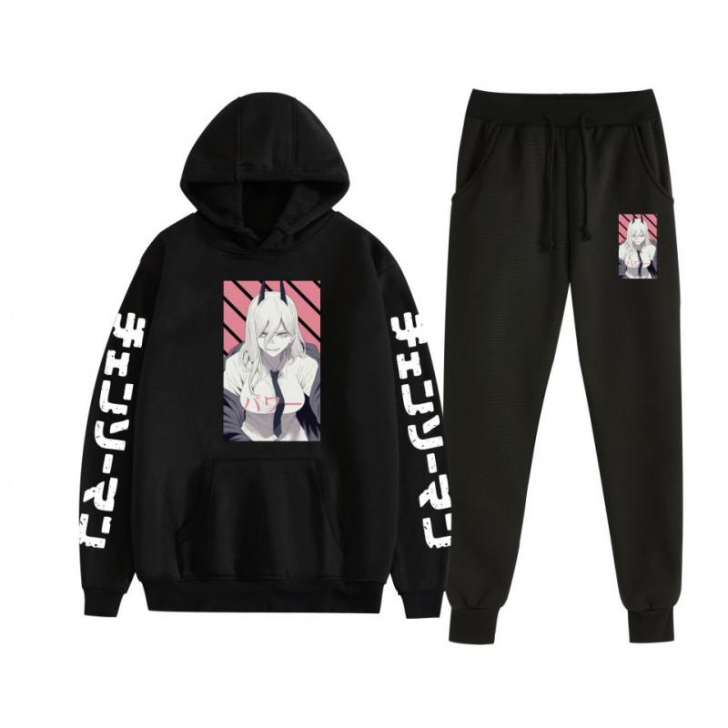 Chainsaw Man Couples Hoodie Sweatpants Set Long Sleeve Casual Outfit Men Women