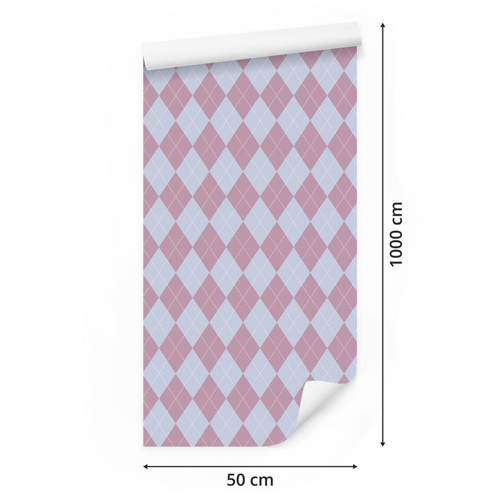 Pastel Diamonds Wallpaper Purple and Light Gray 50x1000