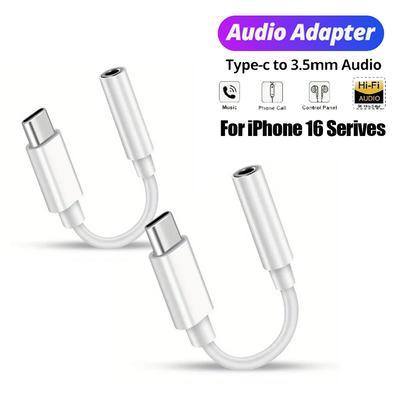 1-2Pcs Type C To 3.5 Mm Aux Adapter Jack Audio Cable for Huawei Xiaomi Redmi POCO Sumsang Aux Cable for iPhone 16 15 Serives