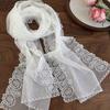 New Fashion Elegant Embroidered Flower Lace Scarf Breathable Mesh Lightweight Female Headscarf Long Silk Scarf Summer