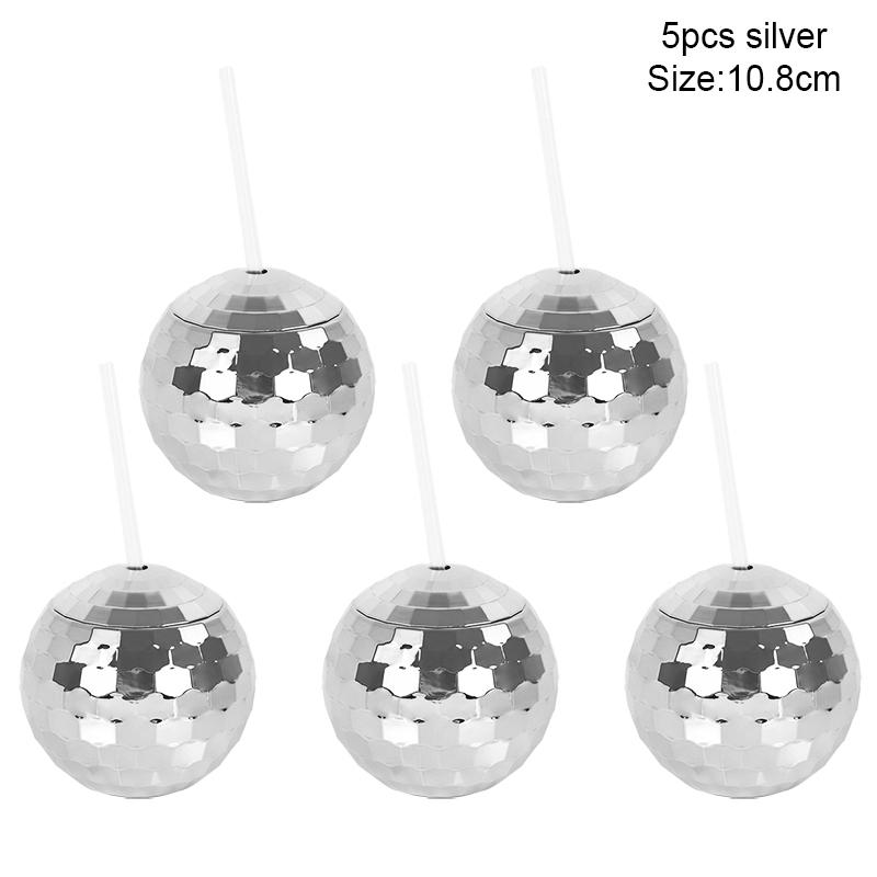 

5 шт., стаканчик для диско-шара с соломинкой, принадлежности для девичника, свадебного душа, коктейльных стаканчиков, напитков, пляжа, бассейна, дня рождения, декора