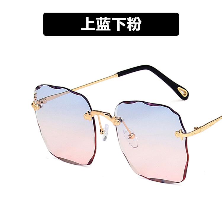 Frameless sunglasses trimmed women's new trendy Internet celebrity retro sunglasses UV protection sunglasses