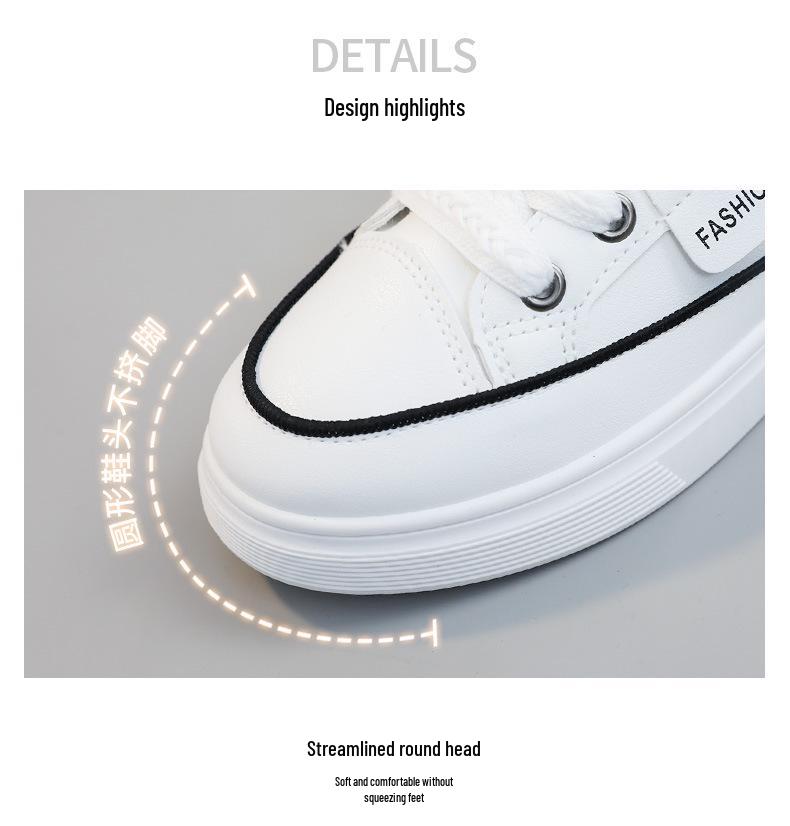 YQ30 Women's Casual White Sneakers, Summer 2023: Height-Boosting, Thin-Soled, Durable Leather, Versatile Design.