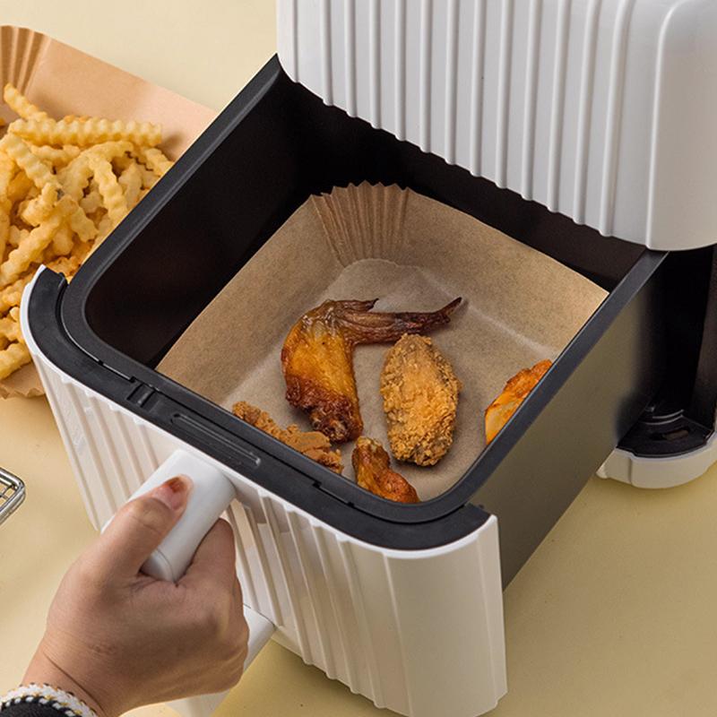 Einweg-Papiereinlage für die Heißluftfritteuse, Antihaft-Matte, Dampfgarer, quadratische Papierbackmatten, Küchen-Heißluftfritteusen-Werkzeuge, Backzubehör