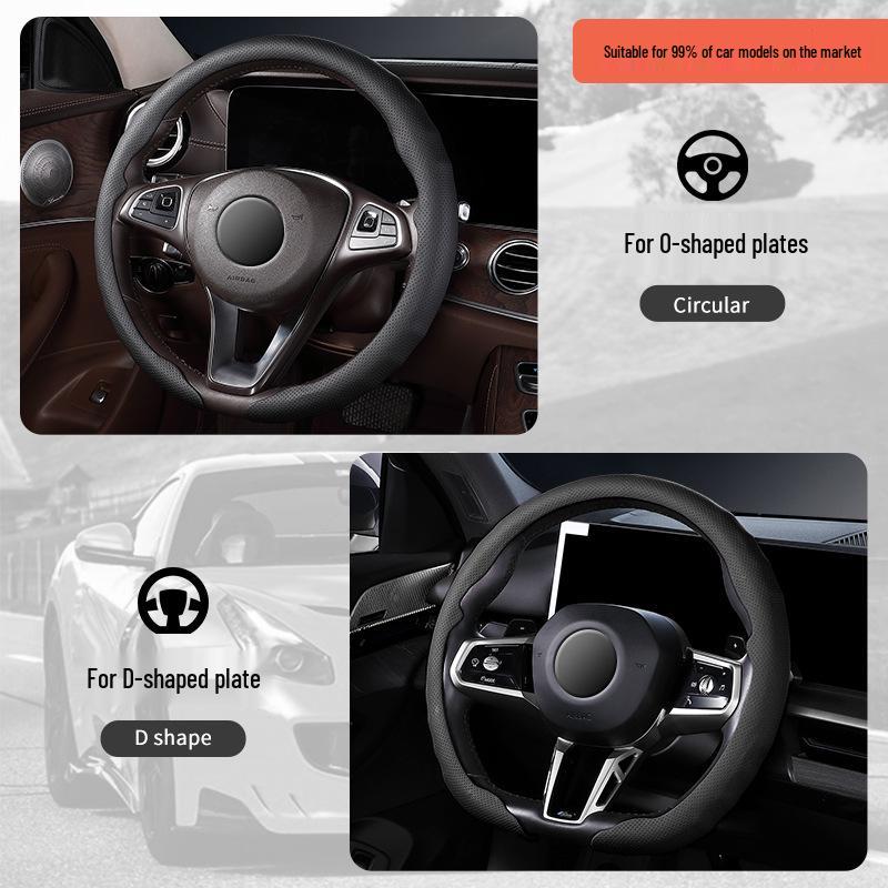 Premium Nappa Leather Steering Wheel Cover - Anti-Slip, Breathable, Ultra-Thin, All-Season