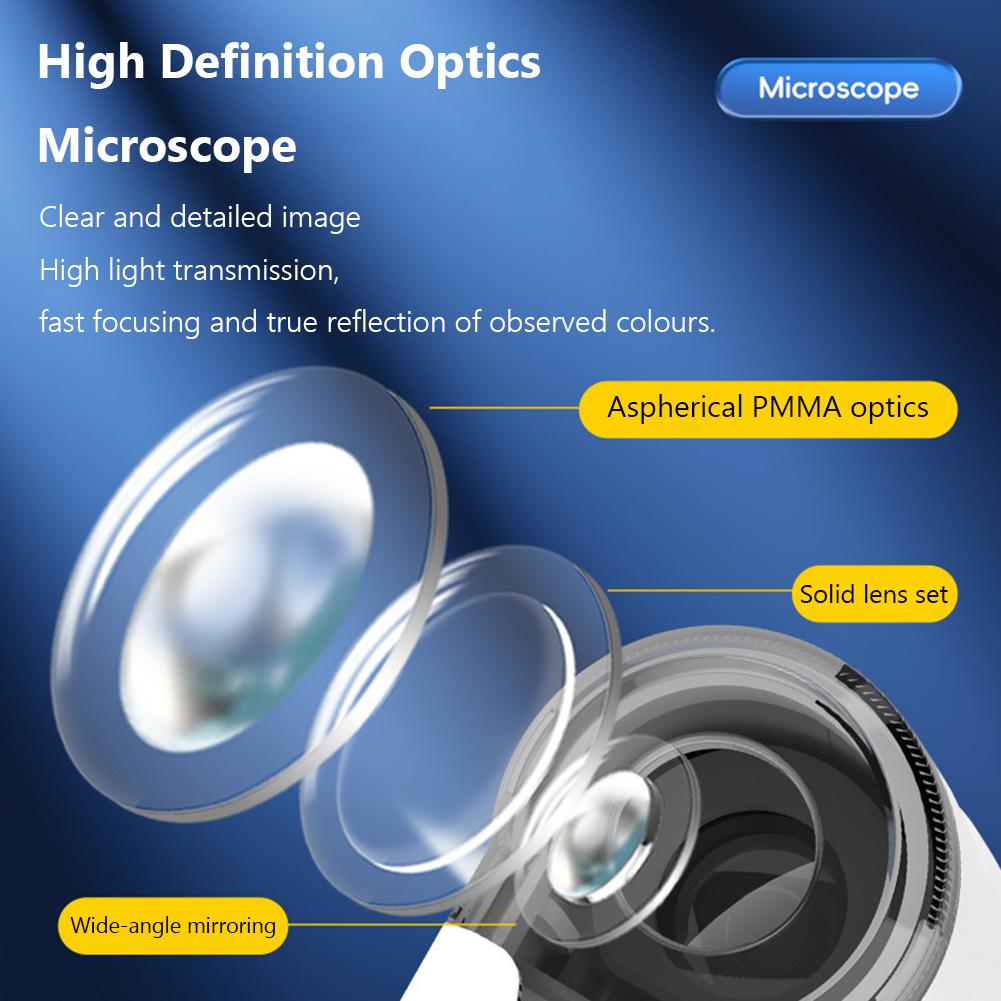 60X MicroMini Portable Microscope with UV Handheld Microscope with LED Flashlight Mini Microscope for Student Science Lab