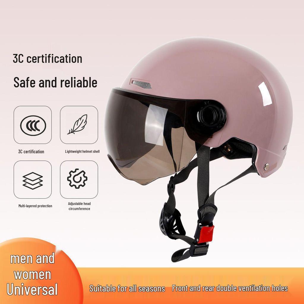 Certified Unisex Electric Vehicle Helmet, All-Season Battery Motorcycle Cap, Summer Half Helmet
