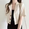 Ženy Letní oblek Kabát Klopa Krátký rukáv Jednořáskové Knoflíky Knoflík Krátký oblek Bunda Jednobarevný Volný střih Business Outwear
