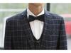 Men's Blue Plaid Slim Fit Blazer & Suit Set - Korean Style Two-Button Casual Tuxedo