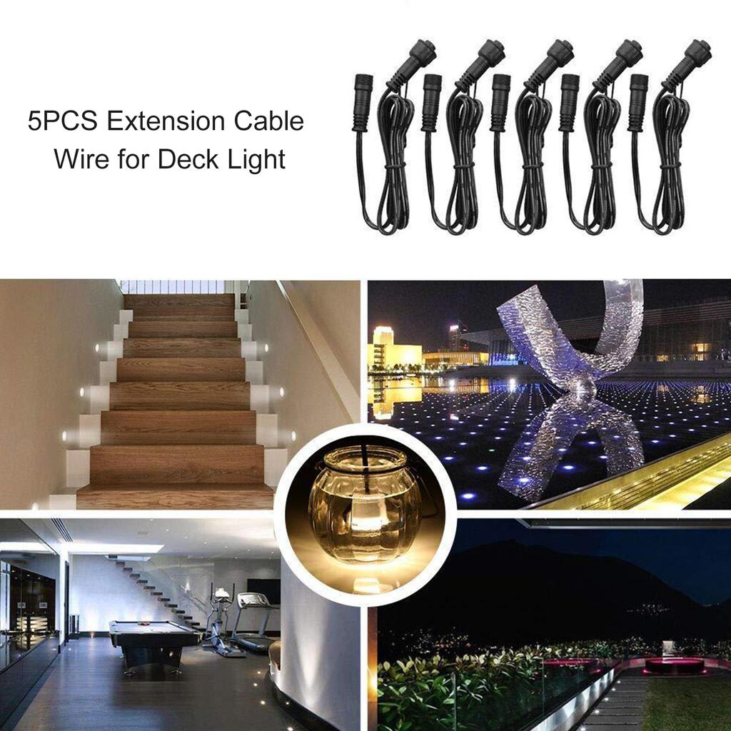 Extension Cable Wire for Deck Light, 5pcs 39.4 Inch 2pin IP67 Extension Cable Wire with Male and Female Connectors for Pendant Lights