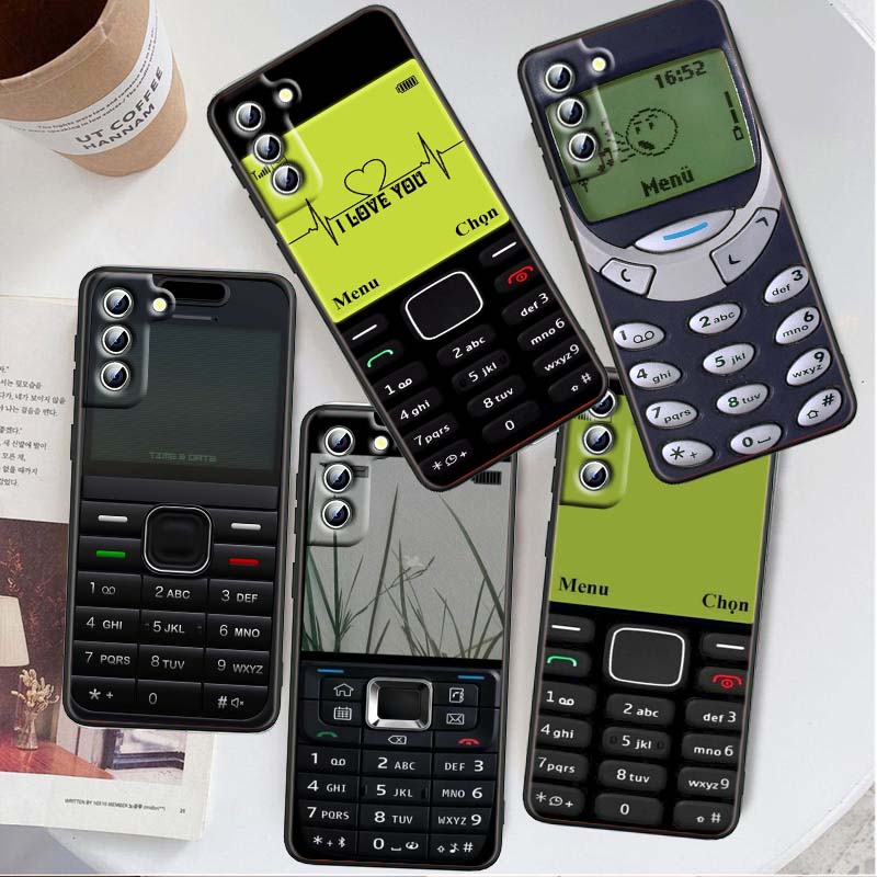 Luxury Vintage Phone Pattern Phone Case For Samsung Galaxy S26 S25 S24 S23 S22 S21 S20 Ultra Plus FE 5G Black Soft TPU