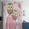 Cute Owls Heart Pink Sheer Curtains for Living Room Transparent Tulle Window Treatments Bedroom Kitchen Home Decor Veil Drapes