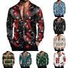 Men's Casual Christmas Shirt Jacket with Turn-Down Collar, Loose Fit, Breathable for Spring and Fall