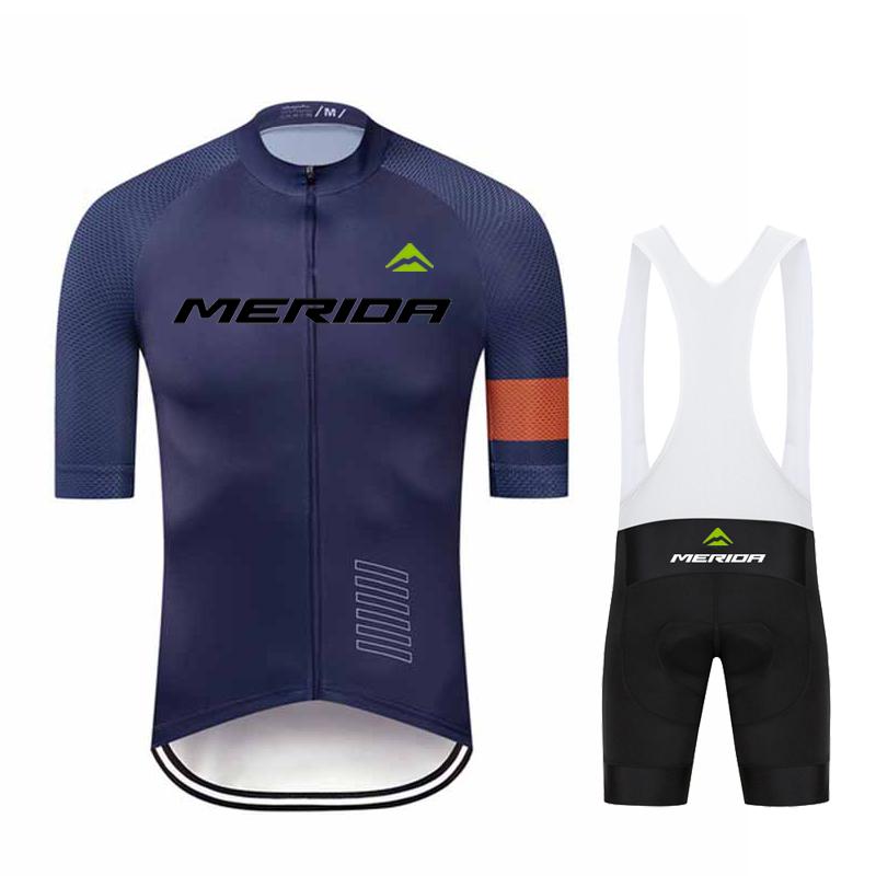 Men Summer Merida Short Sleeve Cycling Jersey Set MTB Maillot Ropa Ciclismo Bicycle Wear Breathable Cycling Clothing