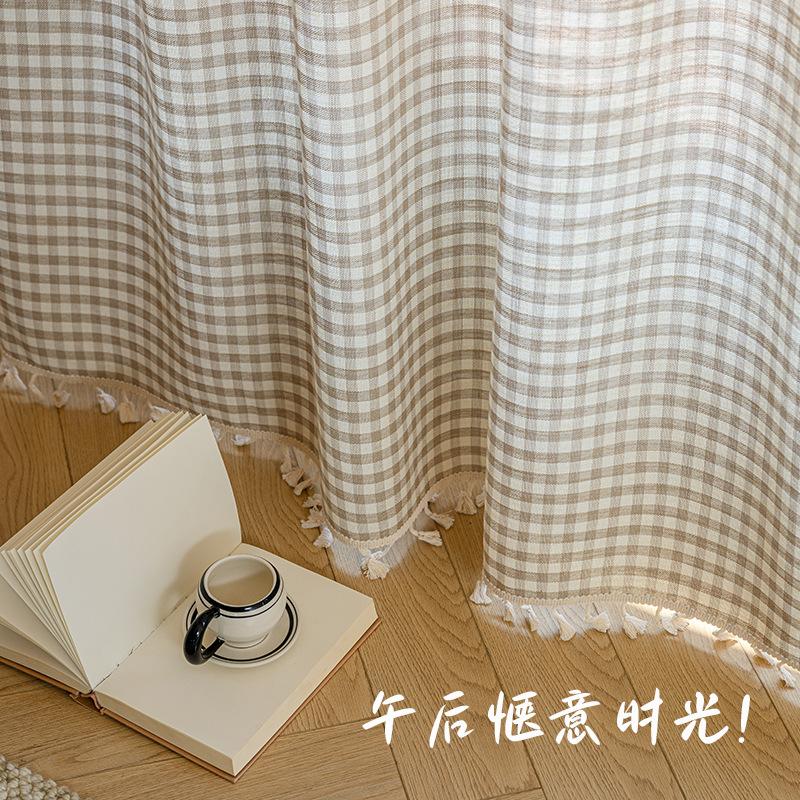 Japanese Style Linen Cotton Semi Blackout Curtains Short Curtain For Living Room Bedroom Kitchen Door Partition