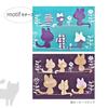 Pouch Cat Cute Stylish Nylon Mini Cosmetic Makeup Small Item Holder Strap Large Capacity Pattern 3-Zipper Present Gift Travel 3 Pockets Motif (Black)