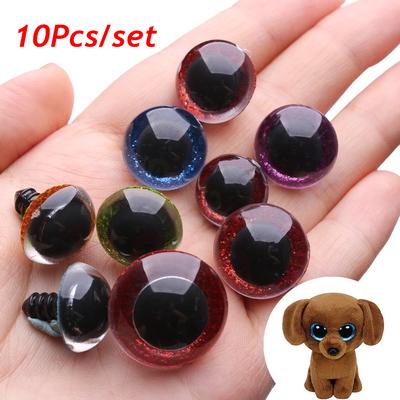 10 Stück 16/18/20/24 mm Stofftiere, Glitzer-Sicherheitsaugen, Vliesstoffe, Unterlegscheibe, durchsichtige Kunststoff-Sicherheitsaugen