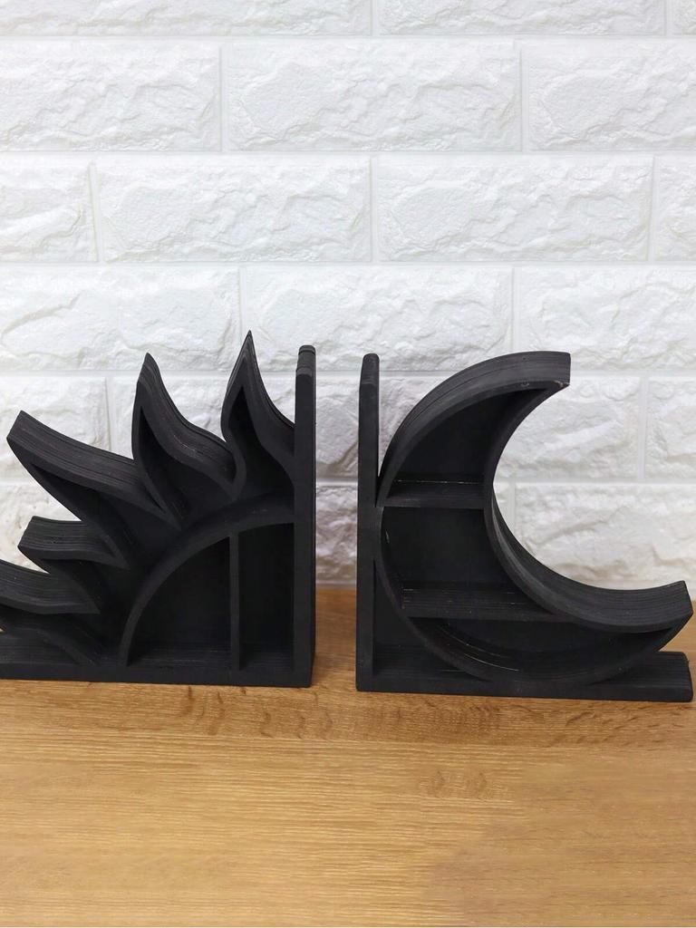 Crystal Shelf Bookends Sun And Moon Heavy Duty Decorative Round Bookends To Hold Books Crystal Rack Decorative Christmas Gifts