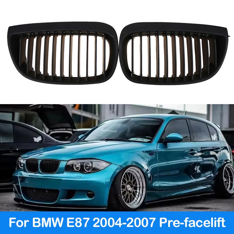 2Pcs Car Front Hood Grills Center Kidney Matte Black Grille for BMW 1-Series E81 118d 116i 123d 130i 3-door 2007 2008 2009-2011