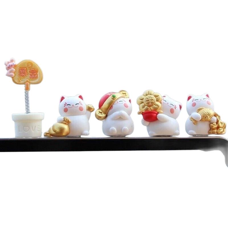 1 Satz Tierfigur Glückskatze Autoornamente Cartoon Chinesisch Glück Reichtum Winkende Katze Modell Desktop Dekoration