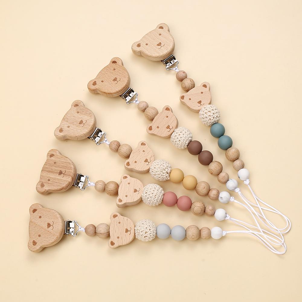 2Pcs New Chew Silicone Beads Pacifier Clips Dummy Chain Holder Newborn Soother Chains Nipple Holder Infant Teething Toys Gifts