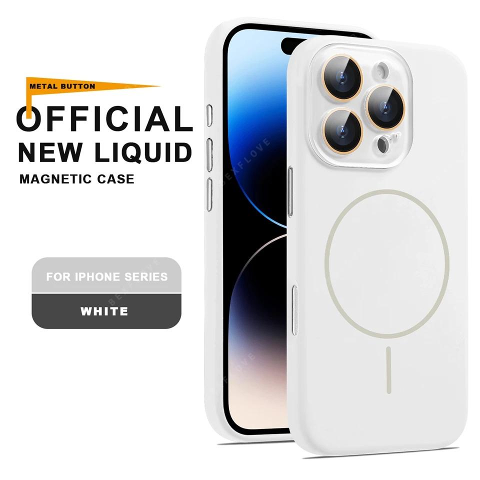 Official Liquid Silicone Magnetic Phone Case For iPhone 16 15 14 13 12 11 Pro Max Plus SE For Magsafe Charge Protector Cover