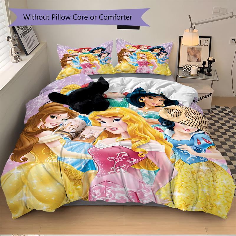 Princesses Gowns Print 3Pcs Bedding Setduvet Cover With 2 Bedropillowcase Home Birthday Gift