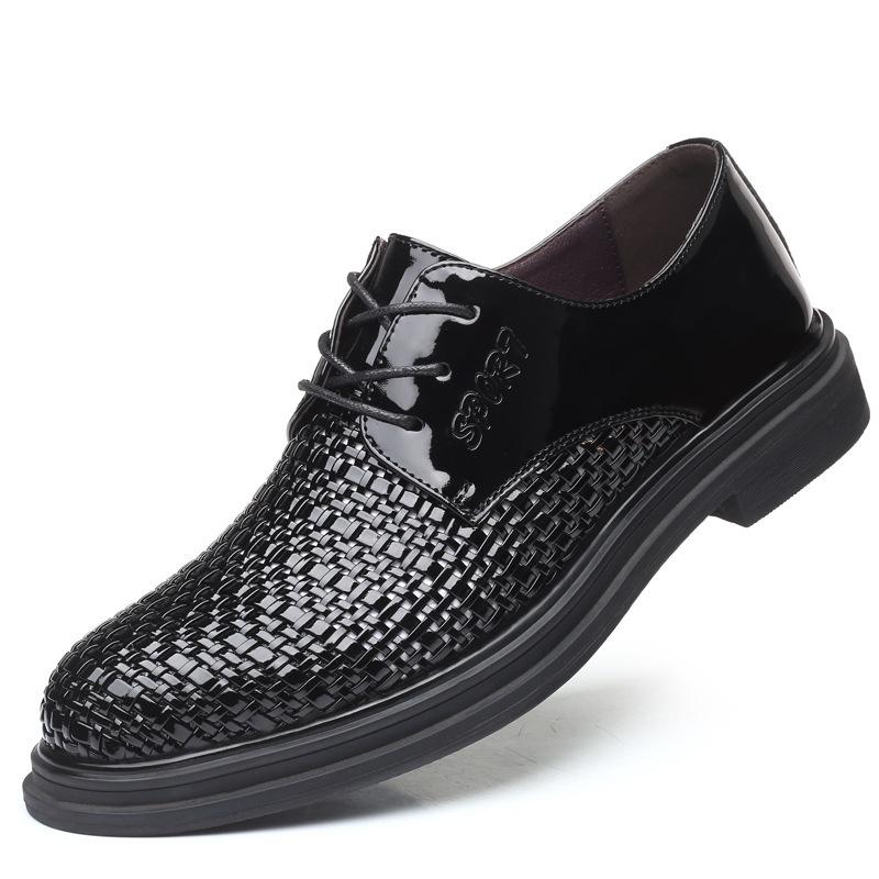Summer men's sandals men's hand-woven breathable business dress casual leather shoes hole shoes men's shoes platform shoes