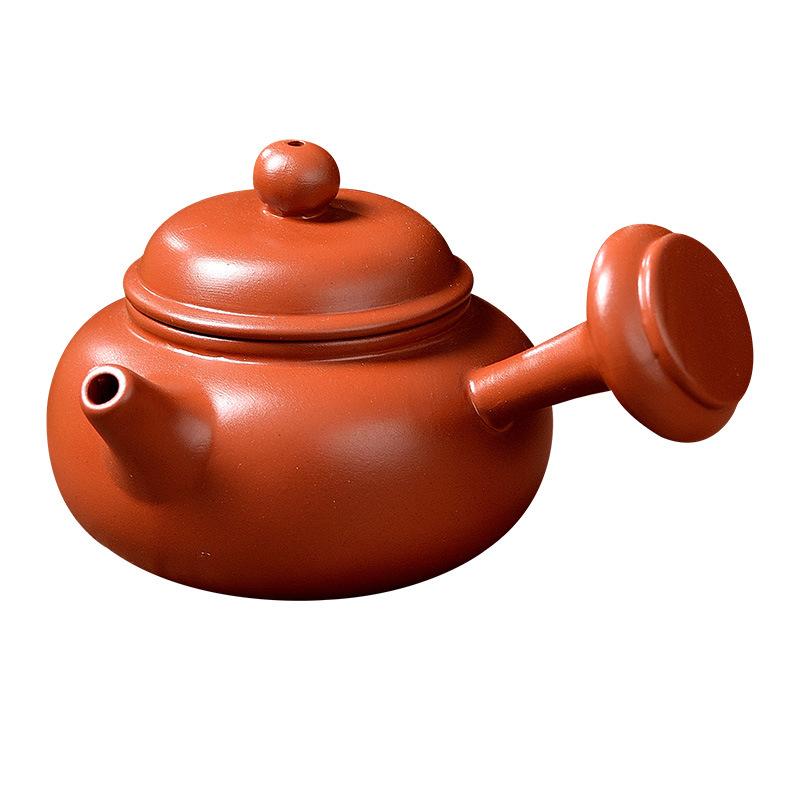 All Hand-pulled Pot Zhu Clay Pot Zisha Pot Bubble Teapot Household Small Side Handle Pot Kung Fu Tea Set