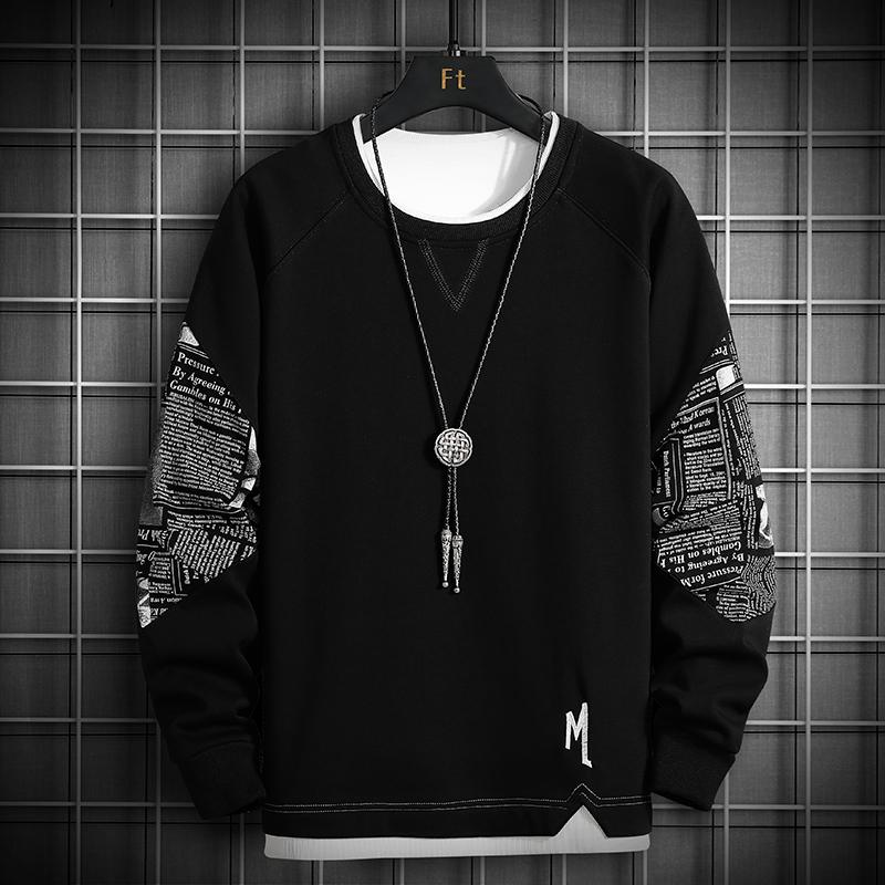

Single Road Crewneck Толстовка Мужская Весна Harajuku Oversize Японская уличная одежда Черная толстовка с капюшоном Мужские толстовки с капюшоном Мужские M чёрный