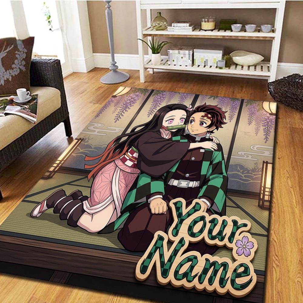 Name Custom Demon Slayer Kimetsu no Yaiba Carpet for Living Room Bedroom Home Decor Cinema Inspired Play Floor Mat -HE32