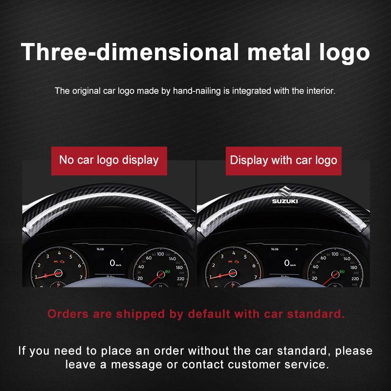Leather Carbon Fiber Car Steering Wheel Cover Emblem Car Accessories for Suzuki Jimny Swift V Strom 650 Ignis Alto DZire Swace Across Kizashi