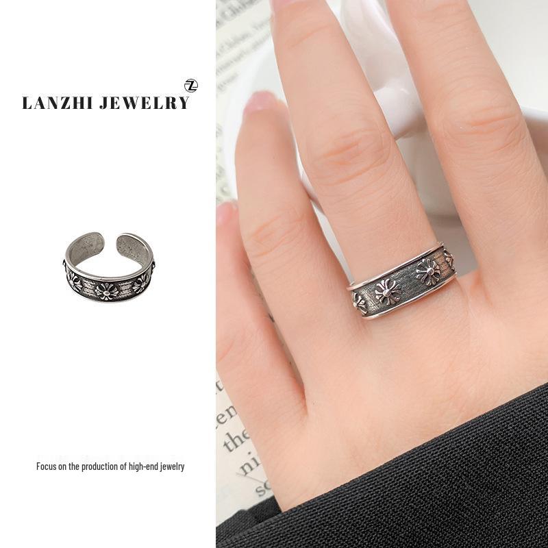 

Кольцо на мизинец в виде креста из стерлингового серебра 925 пробы Lan Zhi - Унисекс, хип-хоп украшение, не тускнеет, милое и крутое. Adjustable