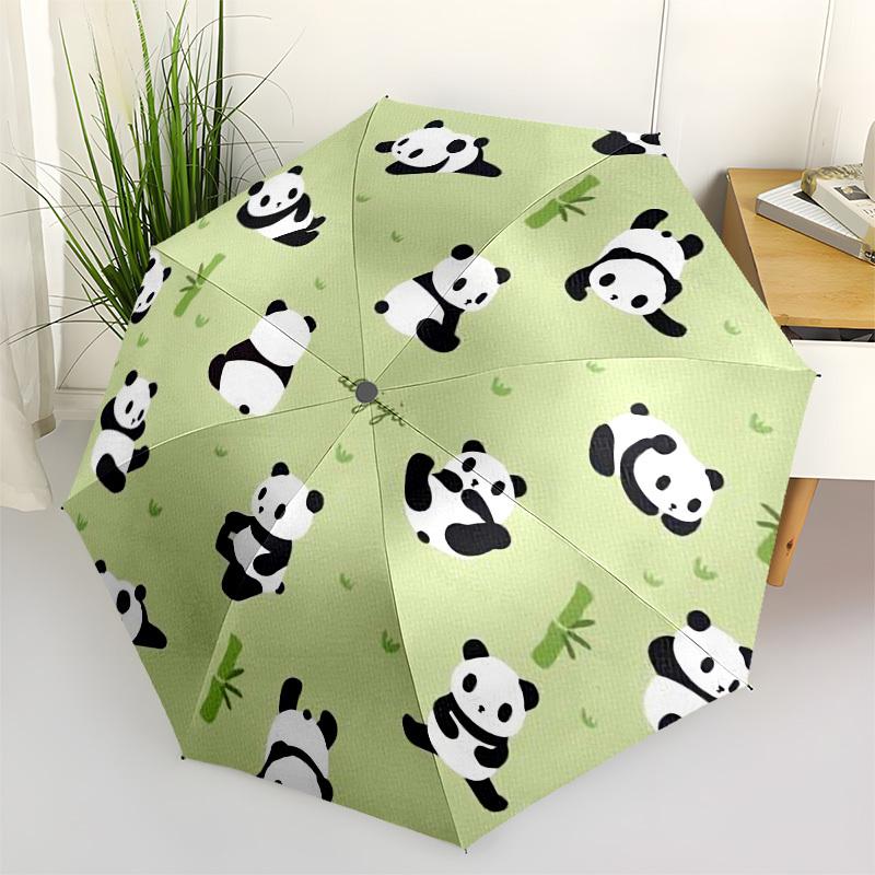 1pc Cute Panda Pattern Umbrella with Plastic Handle,Compact & Stylish,Cartoon Pattern,Outdoor UmbrellaPT296