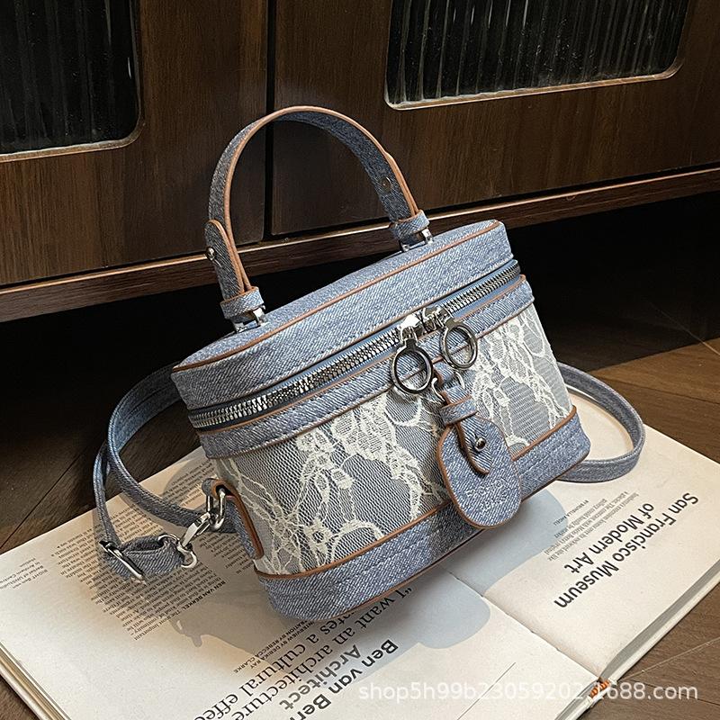 

Премиальная нишевая сумка женская новая летняя сумка-мессенджер повседневная портативная сумка-коробка сумка-ведро синий